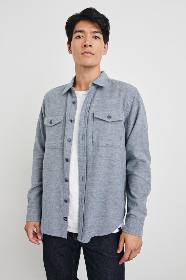 Rails Burr Shirt Jacket Denim White