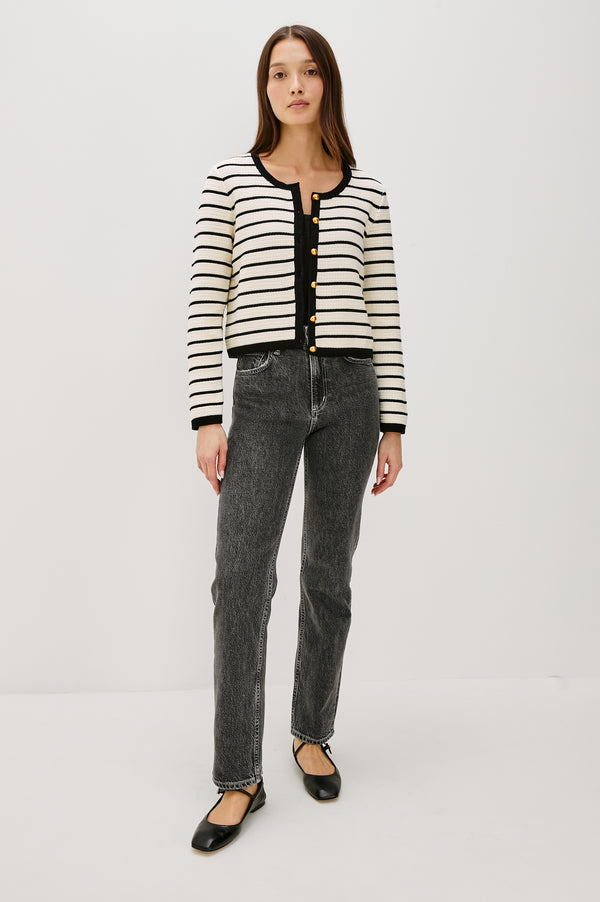 Rails Catania Cardigan Ivory Black Stripe