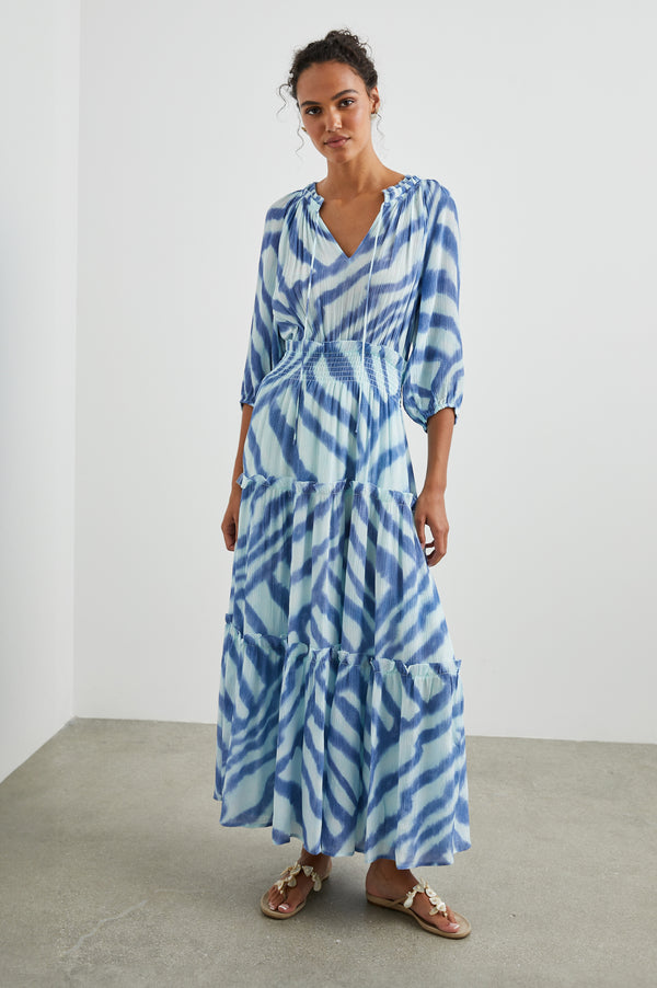 Rails Caterine Dress Blue Watercolor Stripes