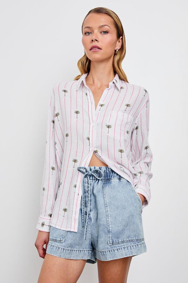 Rails Charli Shirt Pink Palm Stripe