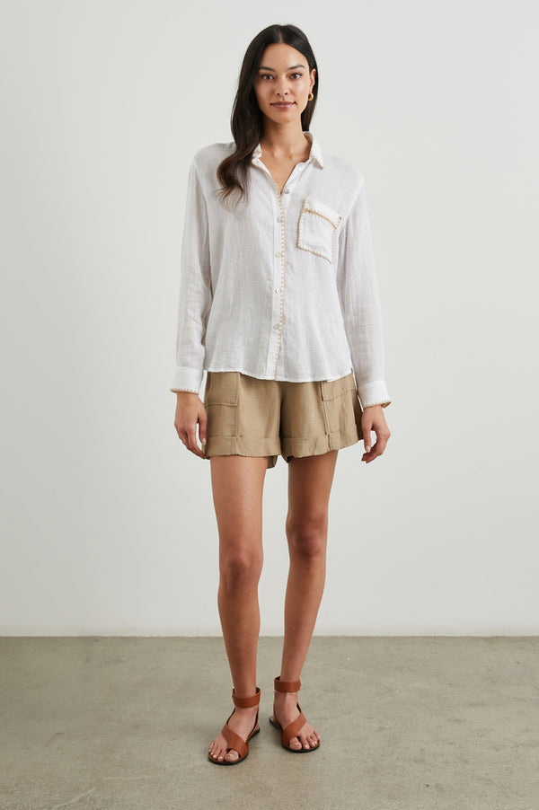 Rails Charli Shirt White Blanket Stitch