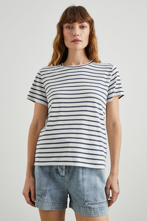 Rails Classic Crew Neck T-shirt Ivory Navy Stripe
