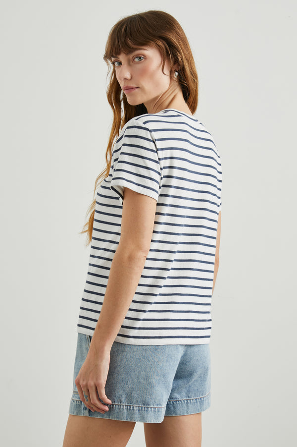 Rails Classic Crew Neck T-shirt Ivory Navy Stripe