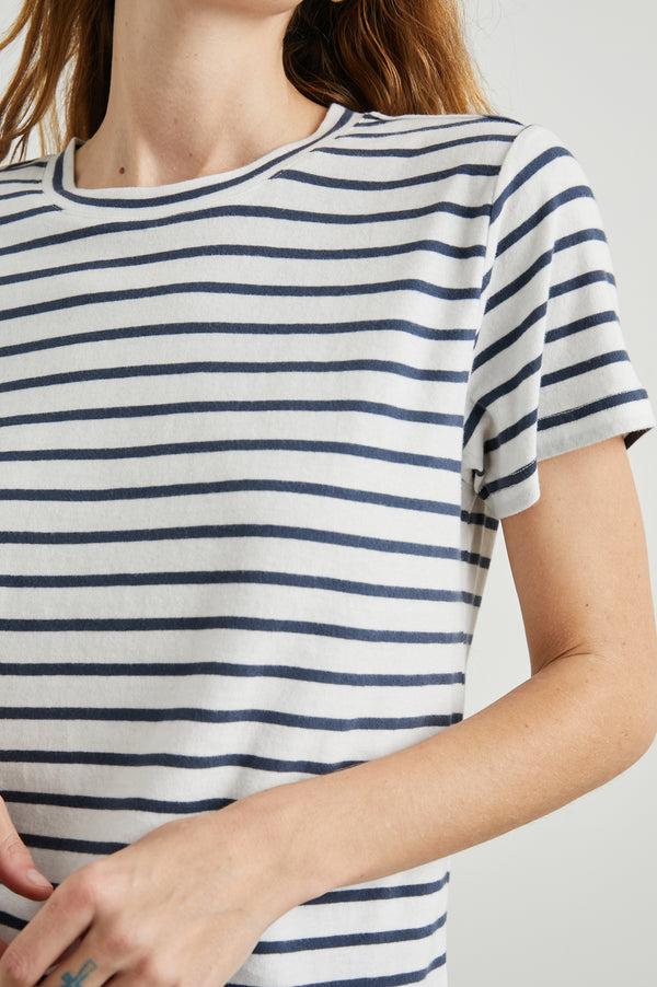 rails Classic crew neck t-shirt Ivory Navy Stripe