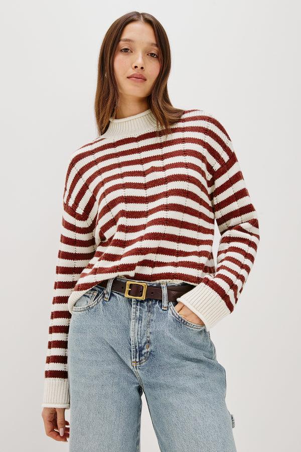 Rails Corrine Sweater Ivory Russet Stripe