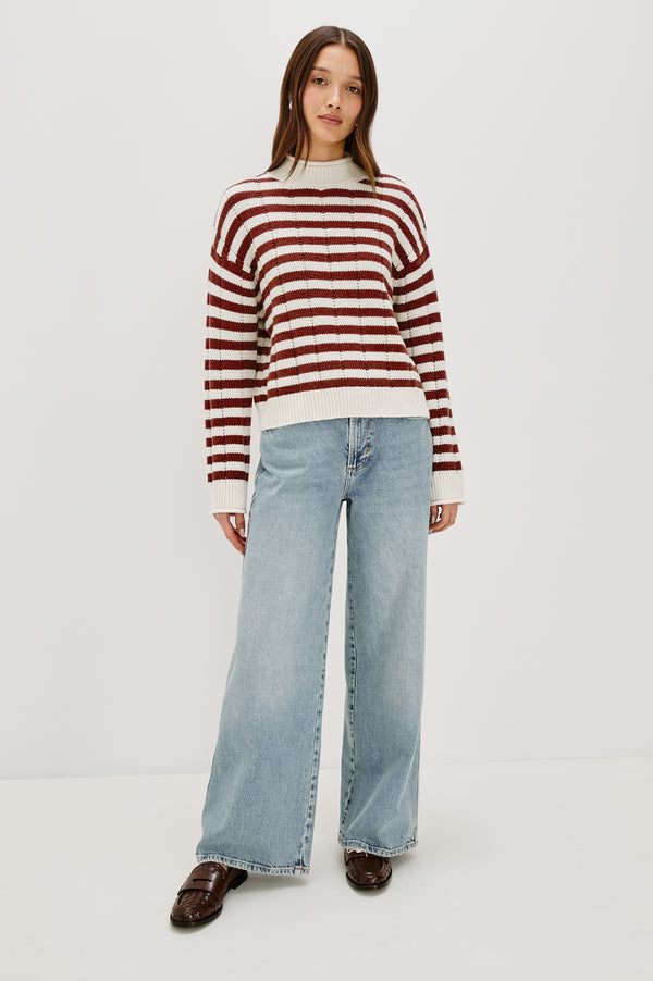 Rails Corrine Sweater Ivory Russet Stripe
