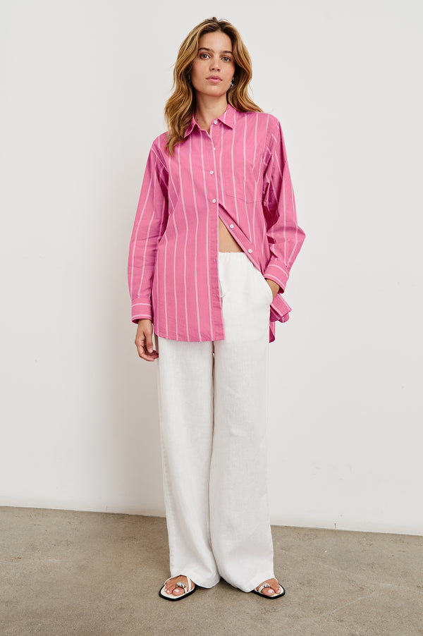 Rails Elsa Shirt Hibiscus White Stripe