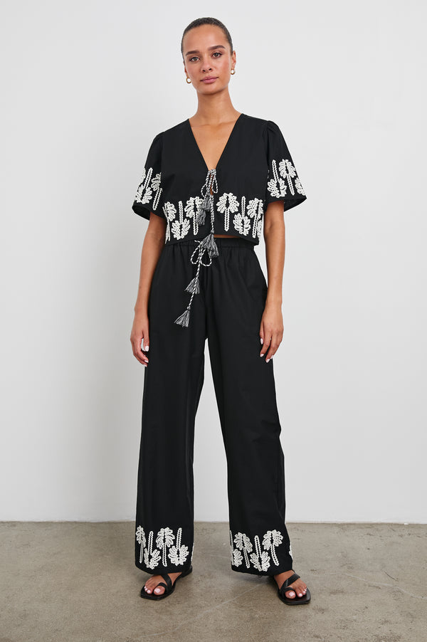 Rails Emmie Pant Black Ivory Palm Trees