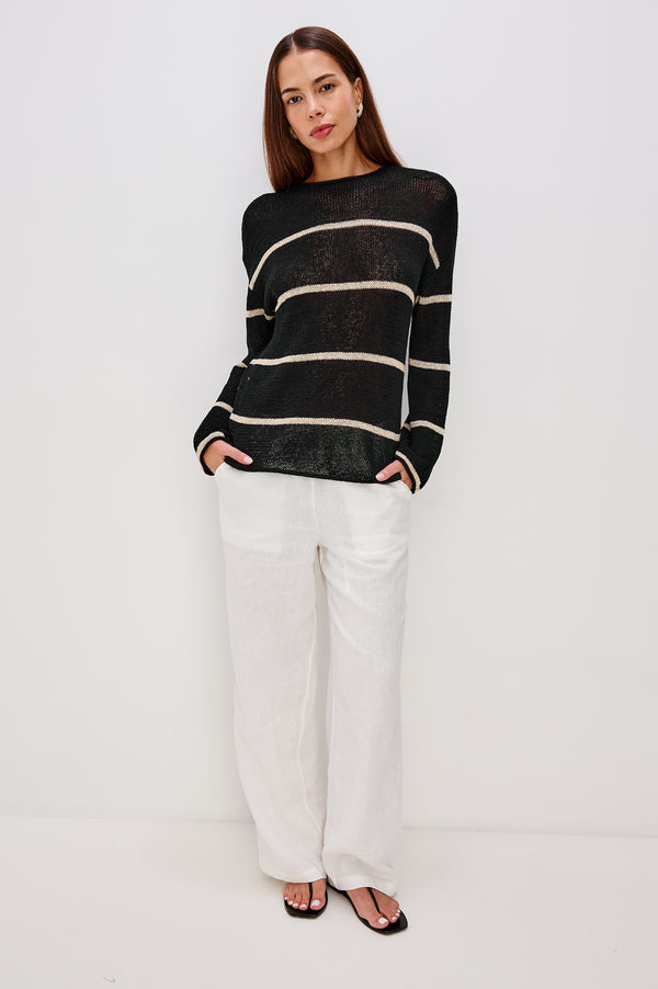 Rails Evangeline Sweater Black Linen Stripe