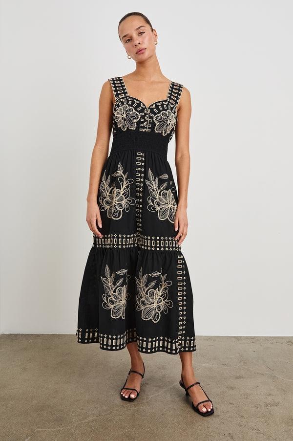 Rails Fawn Dress Black Tan Embroidery