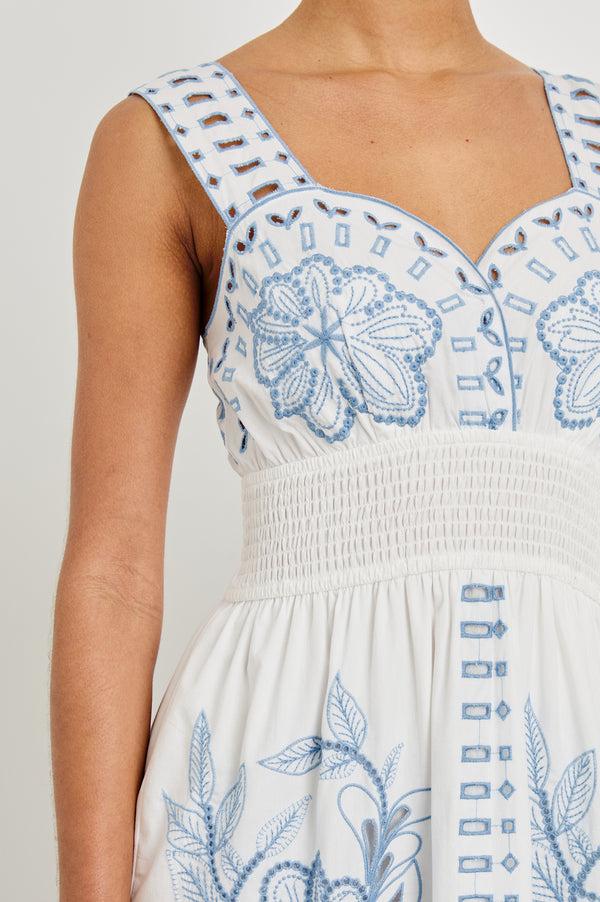 rails Fawn dress White Blue Embroidery