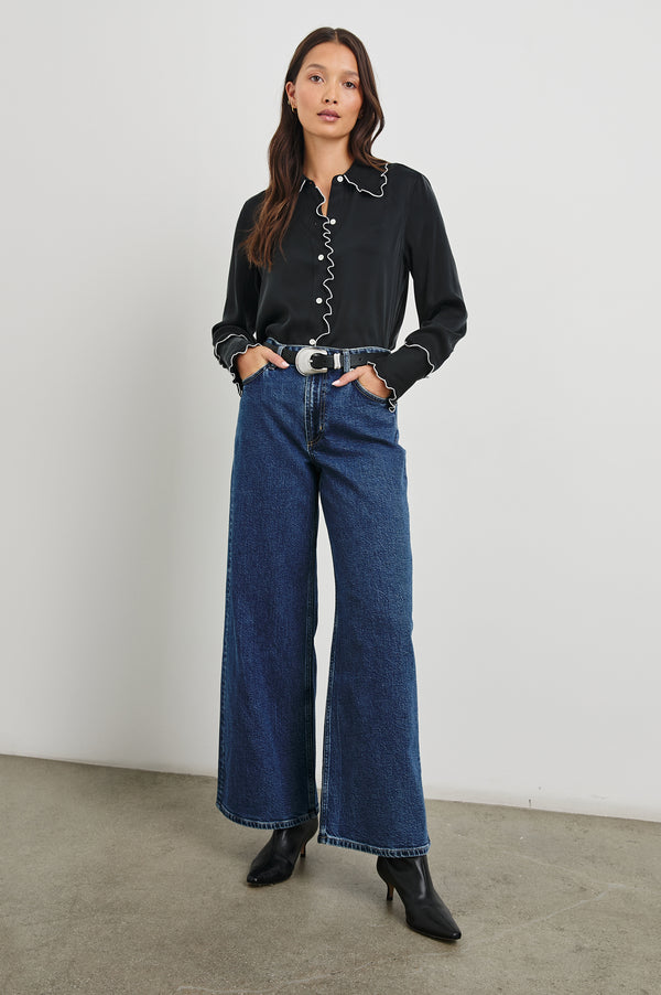 Rails Fia Shirt Black White Piping