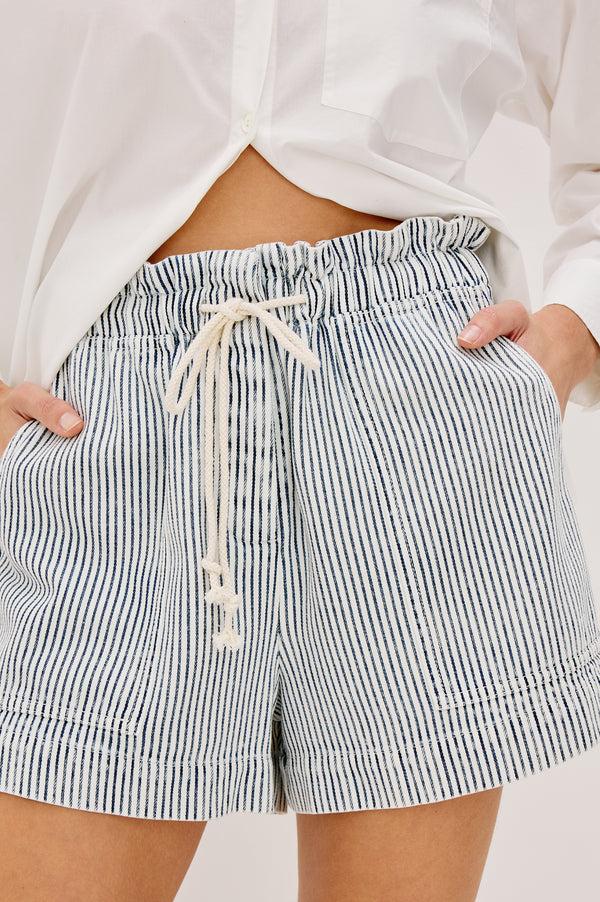 rails Foster short Indigo Railroad Stripe