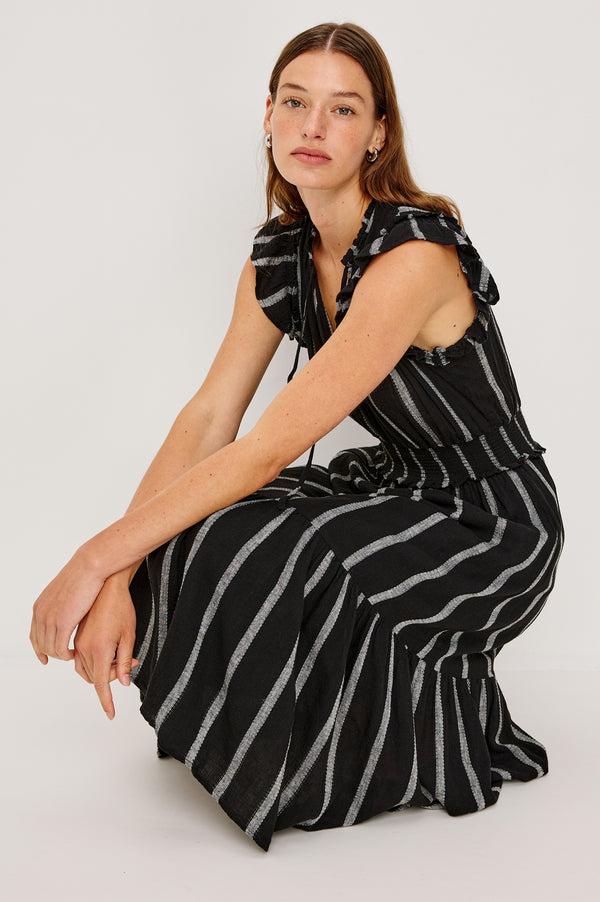 Rails Garden Dress Ash Leno Stripe