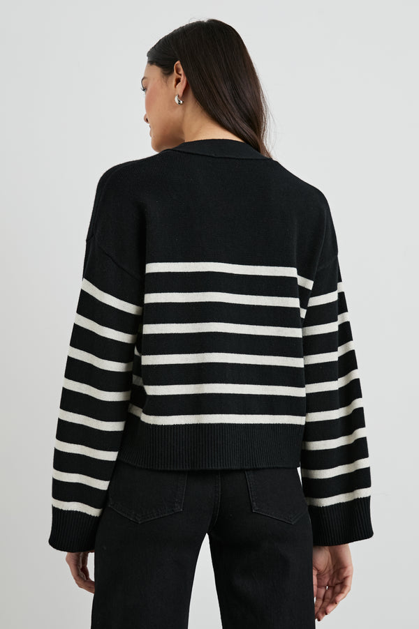 Rails Geneva Cardigan Black Oatmeal Stripe