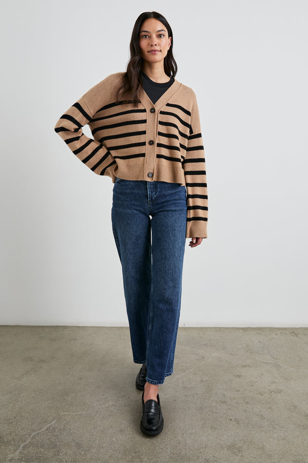 Rails Geneva Cardigan Camel Black Stripe