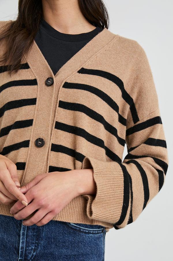 rails Geneva cardigan Camel Black Stripe