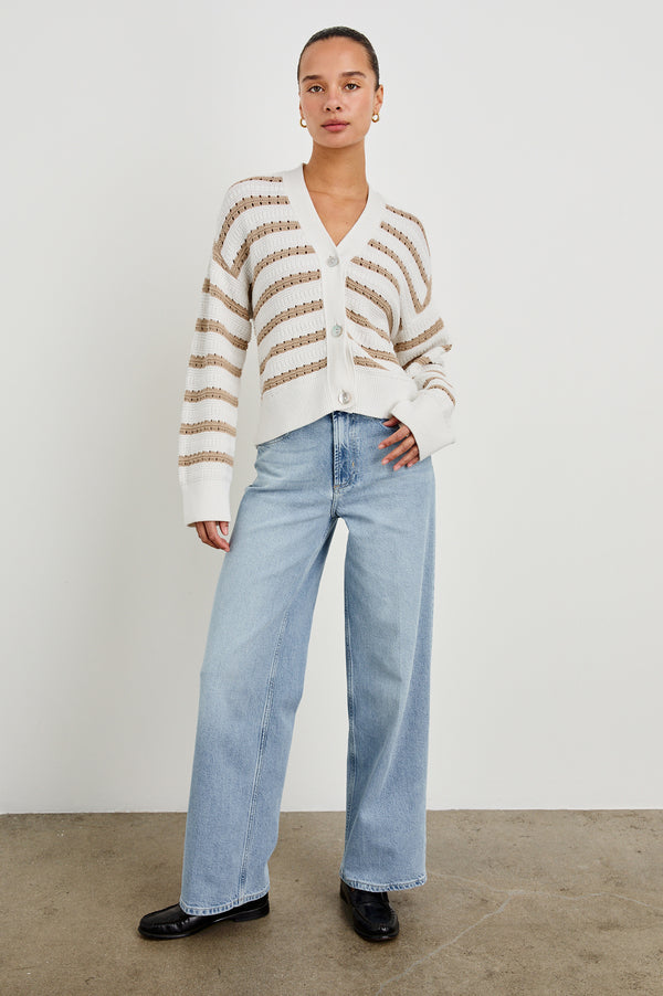 Rails Geneva Cardigan Ivory Oat Stripe