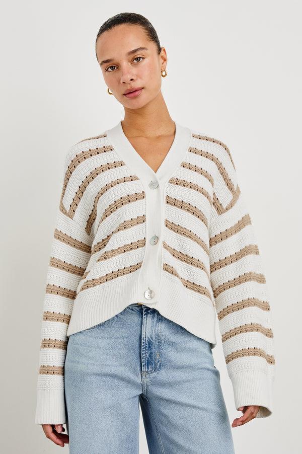 Rails Geneva Cardigan Ivory Oat Stripe