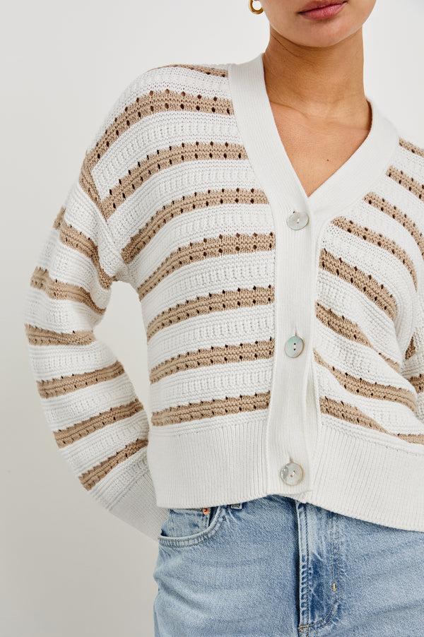 rails Geneva cardigan Ivory Oat Stripe