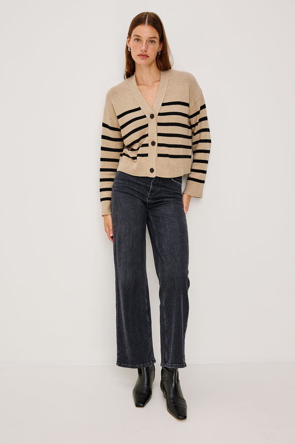 Rails Geneva Cardigan Oatmeal Black Stripe