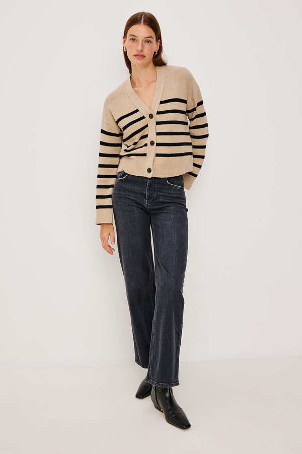 Rails Geneva Cardigan Oatmeal Black Stripe