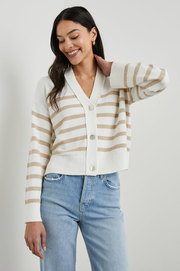 Rails Geneva Cardigan Sand Stripe