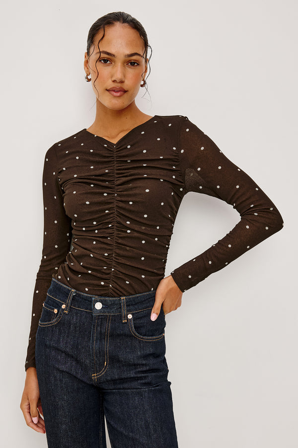 Rails Georgina Top Cocoa Polka Dots