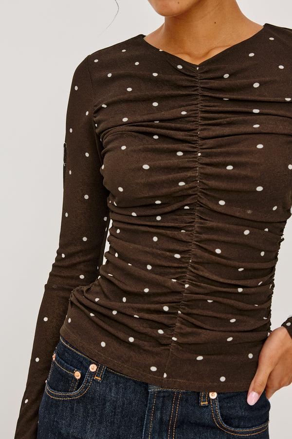 rails Georgina top Cocoa Polka Dots