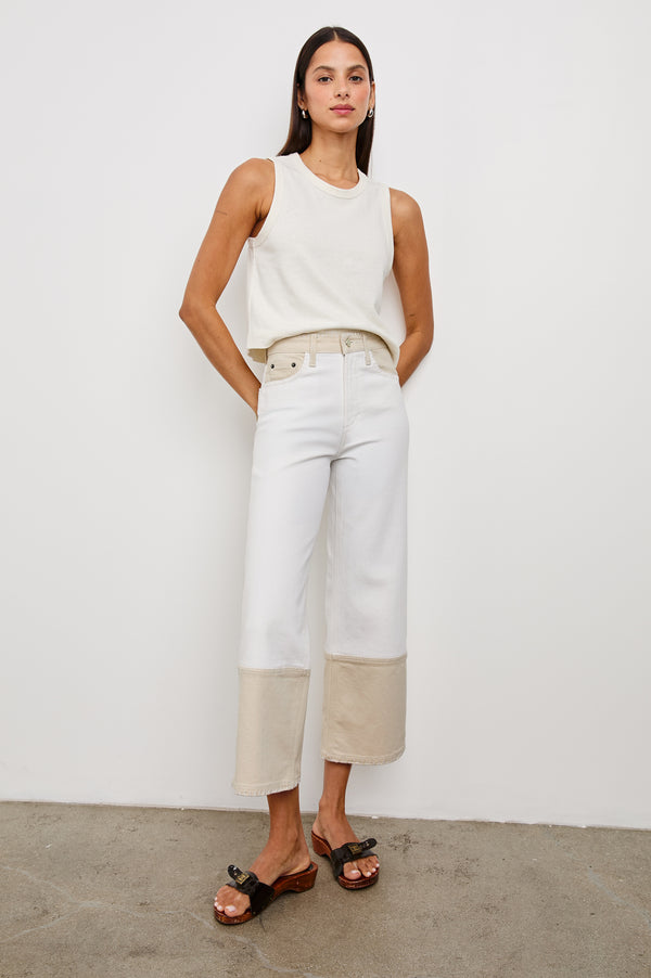 Rails Getty Crop Wide Leg Crema Embroidered