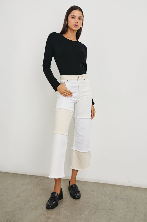 Rails Getty Crop Wide Leg Ecru Patchwork