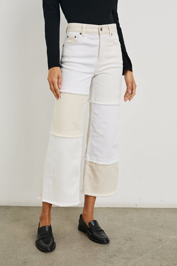 Rails Getty Crop Wide Leg Ecru Patchwork