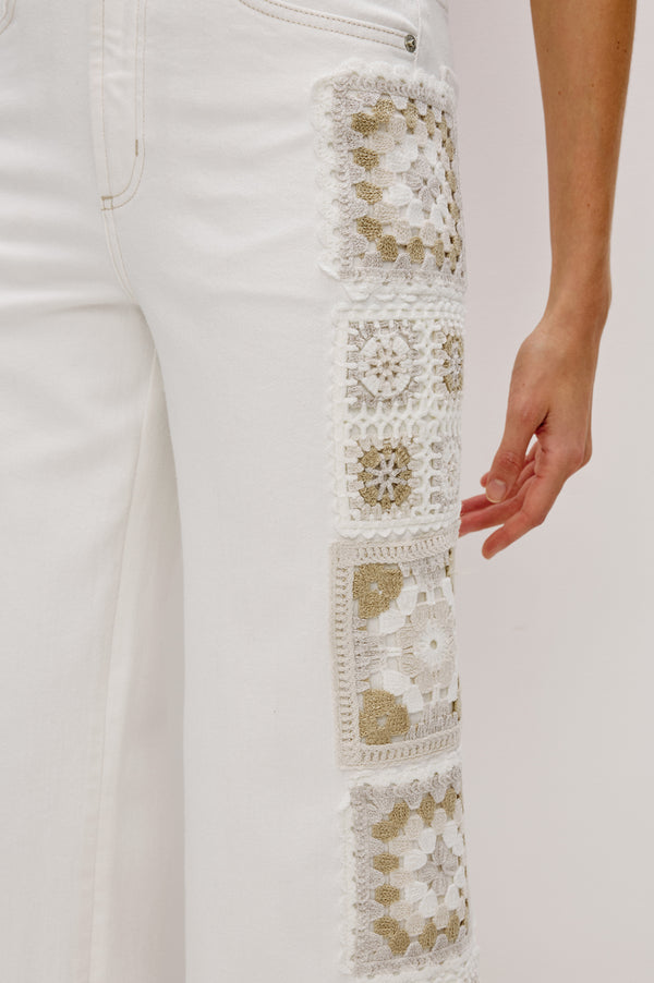 rails Getty crop wide leg Vintage Ecru Crochet