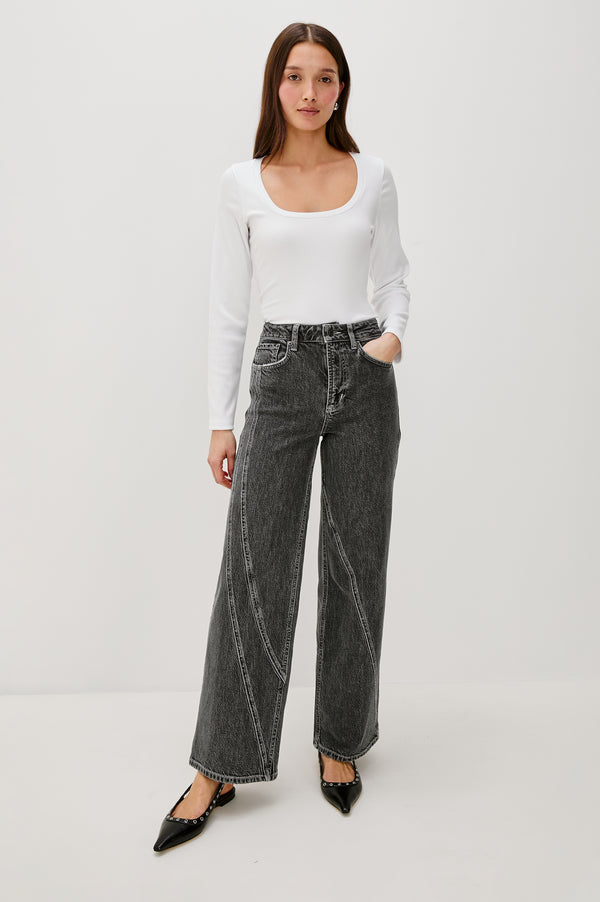 Rails Getty Twist Seam Wide Leg Washed Charcoal
