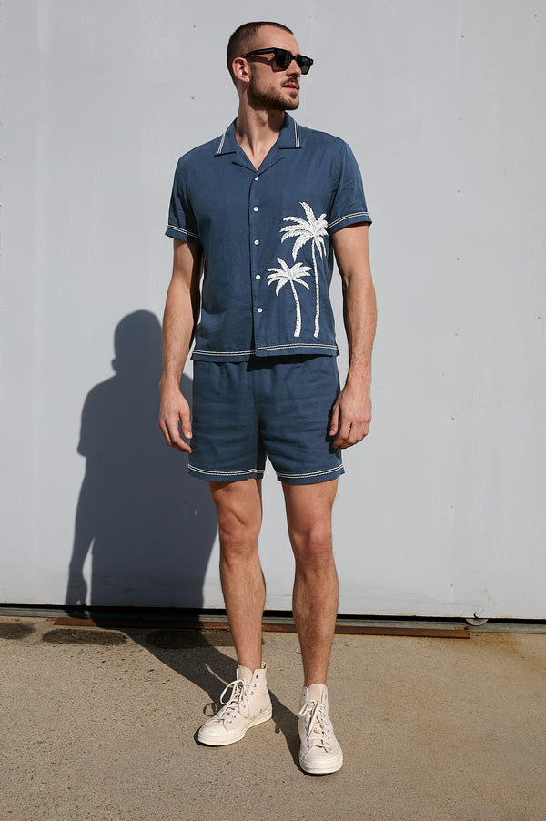 Rails Gibson Shirt Navy White Palm