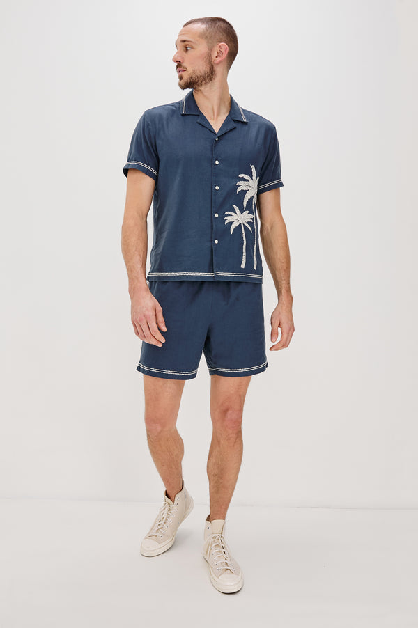 Rails Gibson Shirt Navy White Palm