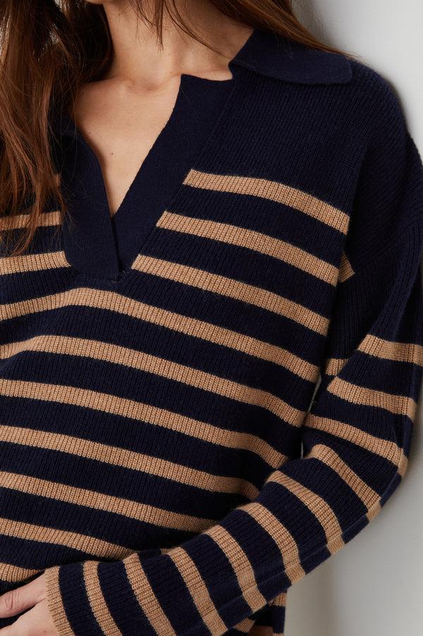 rails Harris sweater Camel Navy Stripe