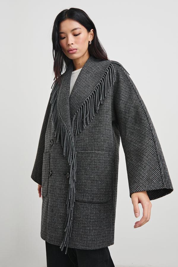 Rails Hugo Coat Charcoal Check