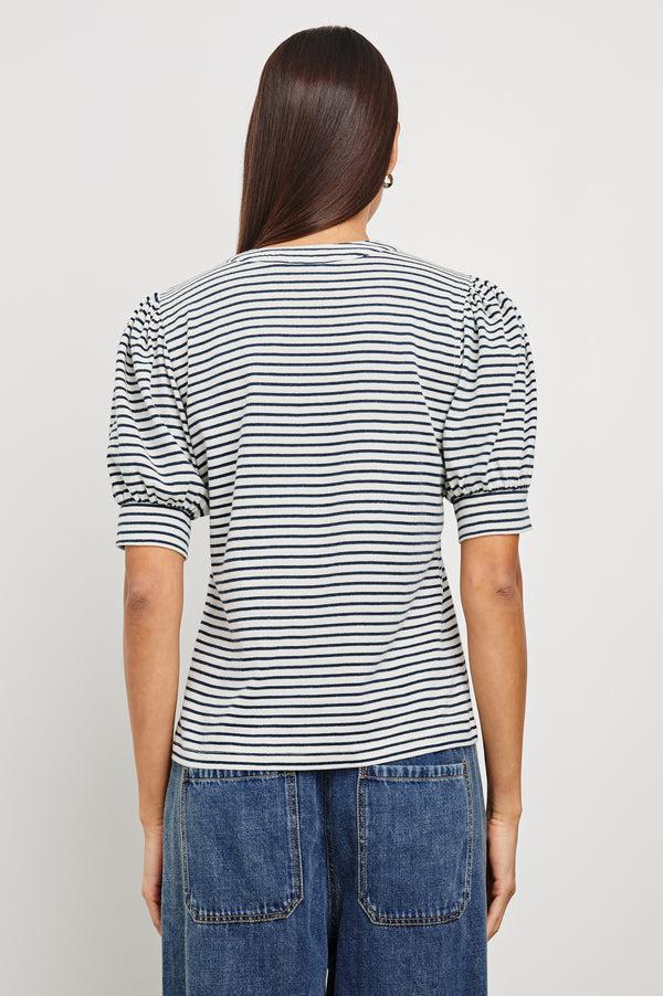 Rails Jewel Top Ivory Navy Micro Stripe