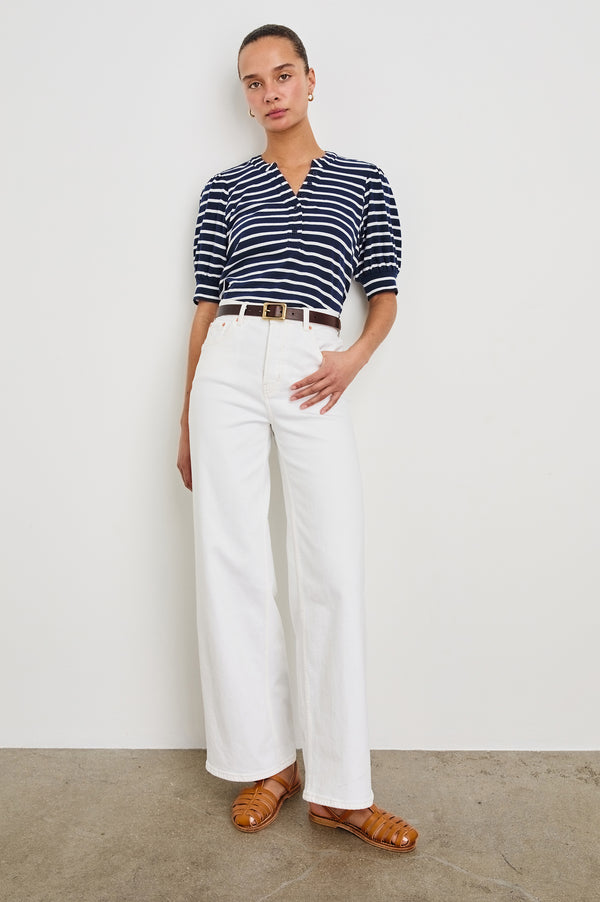 Rails Jewel Top Navy Ivory Stripe