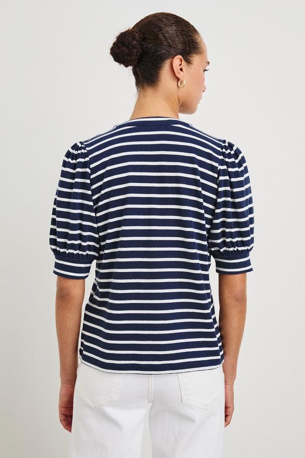 Rails Jewel Top Navy Ivory Stripe