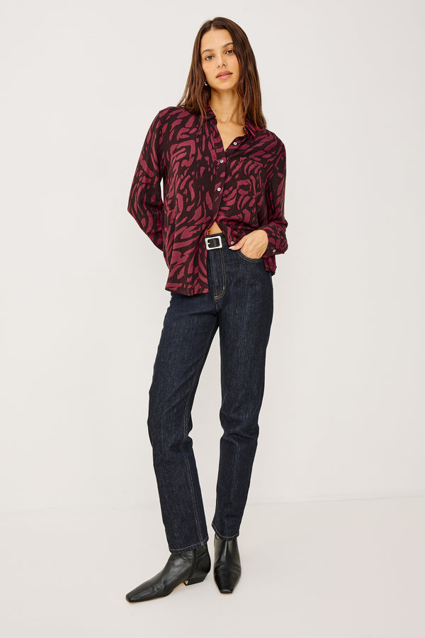 Rails Josephine Shirt Oxblood Tiger Stripe