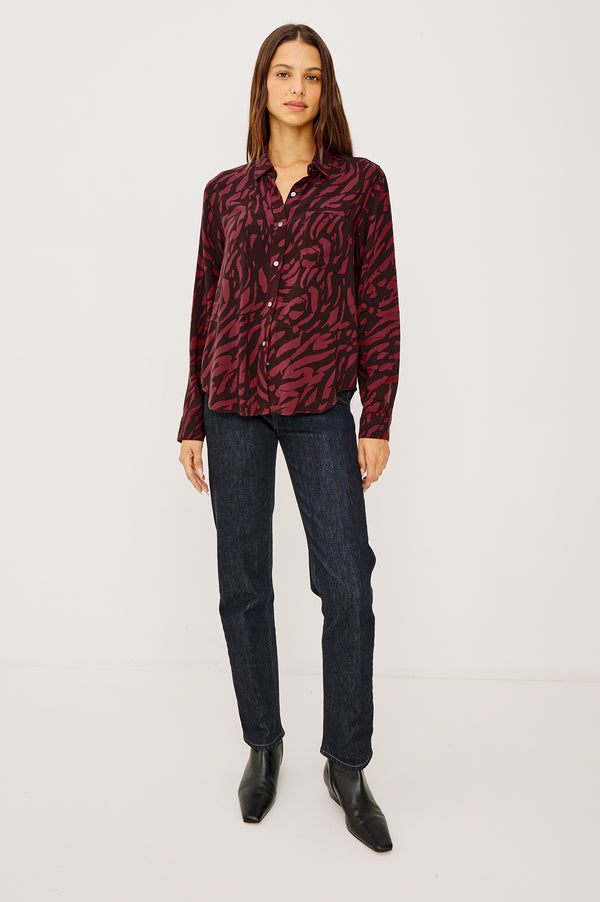 Rails Josephine Shirt Oxblood Tiger Stripe