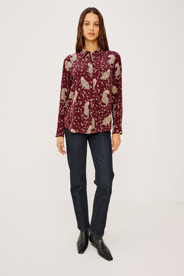 Rails Kate Shirt Oxblood Leopard
