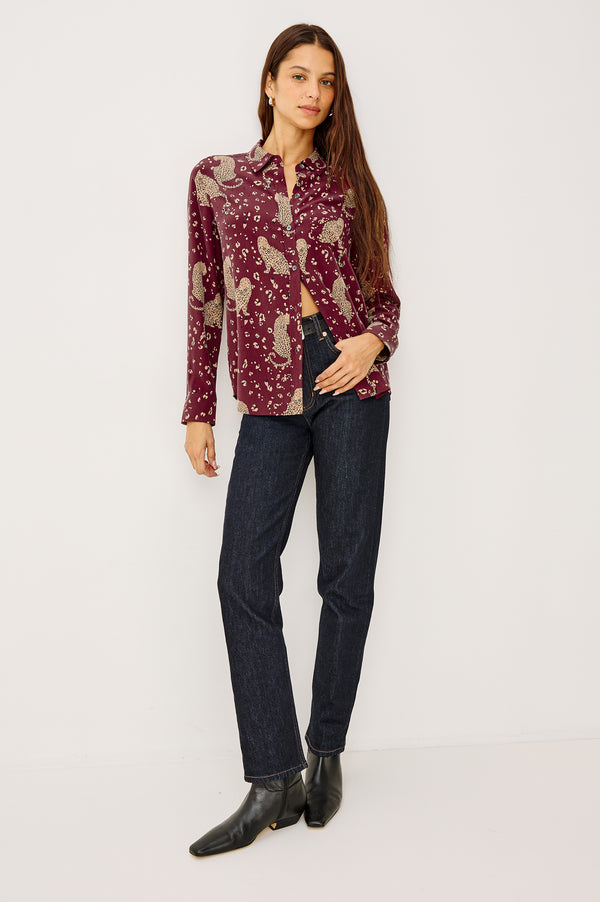 Rails Kate Shirt Oxblood Leopard