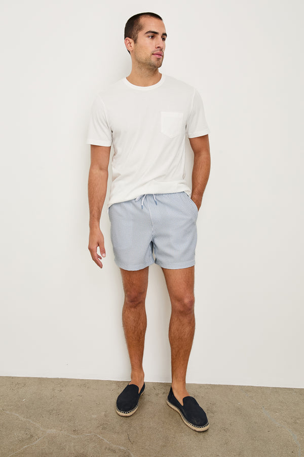 Rails La Brea Swim Short Blue White Seersucker
