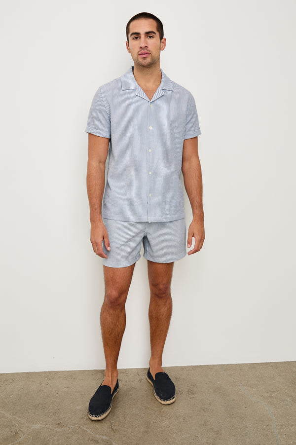 Rails La Brea Swim Short Blue White Seersucker