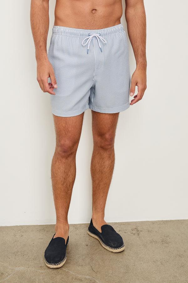 Rails La Brea Swim Short Blue White Seersucker