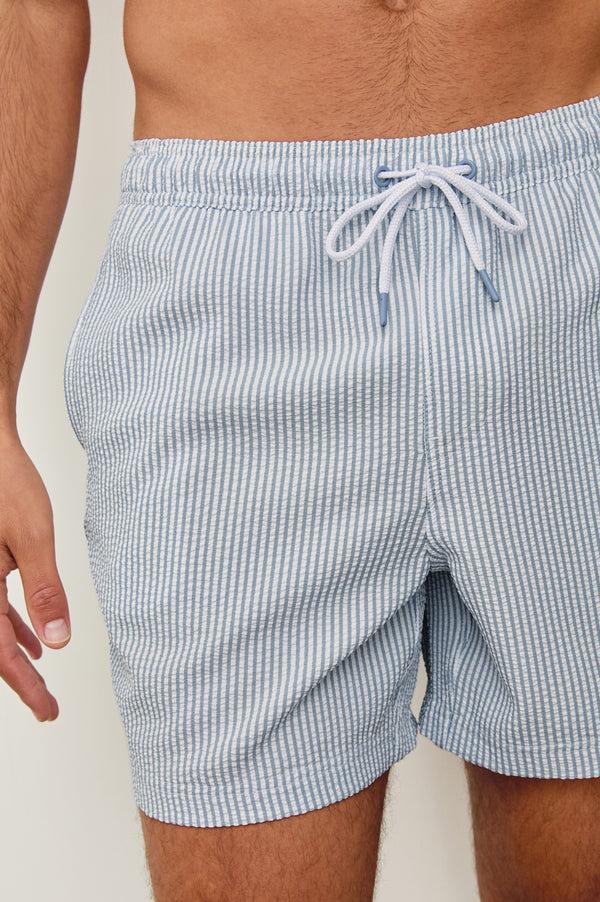 rails La brea swim short Blue White Seersucker