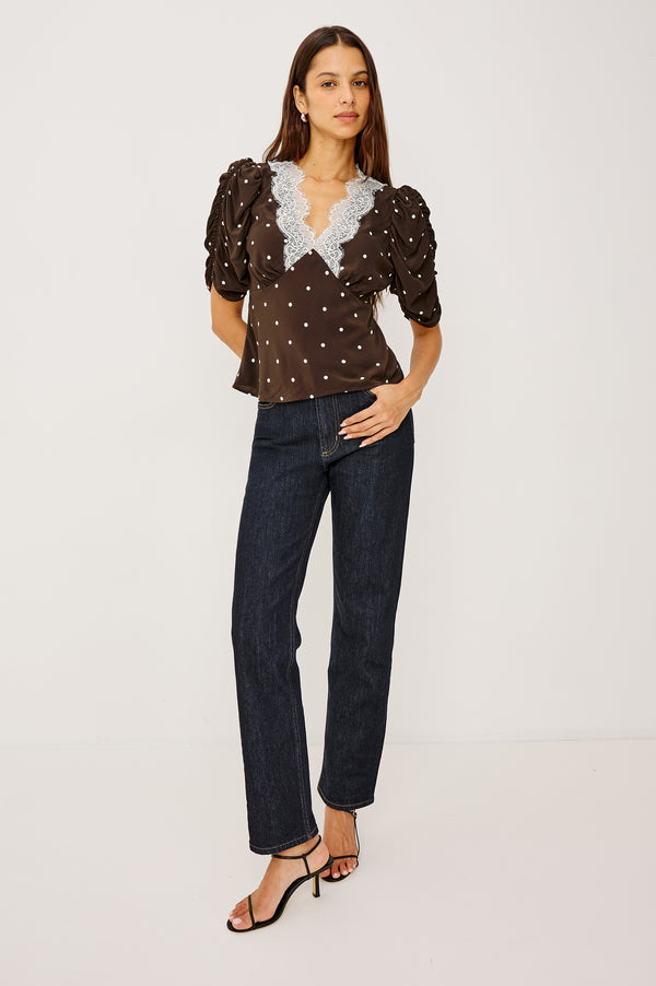 Rails Lazara Top Cocoa Polka Dots